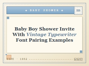 Classic Baby Boy Shower Invites with Vintage Typewriter Fonts